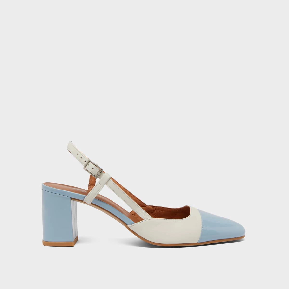 264- Dhapop Vernis/cuir Bleu-Ciel-ecru
