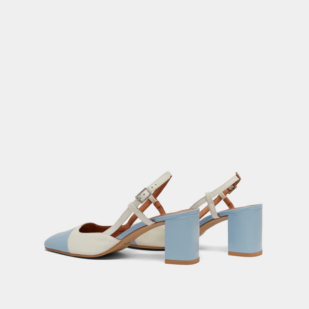 264- Dhapop Vernis/cuir Bleu-Ciel-ecru