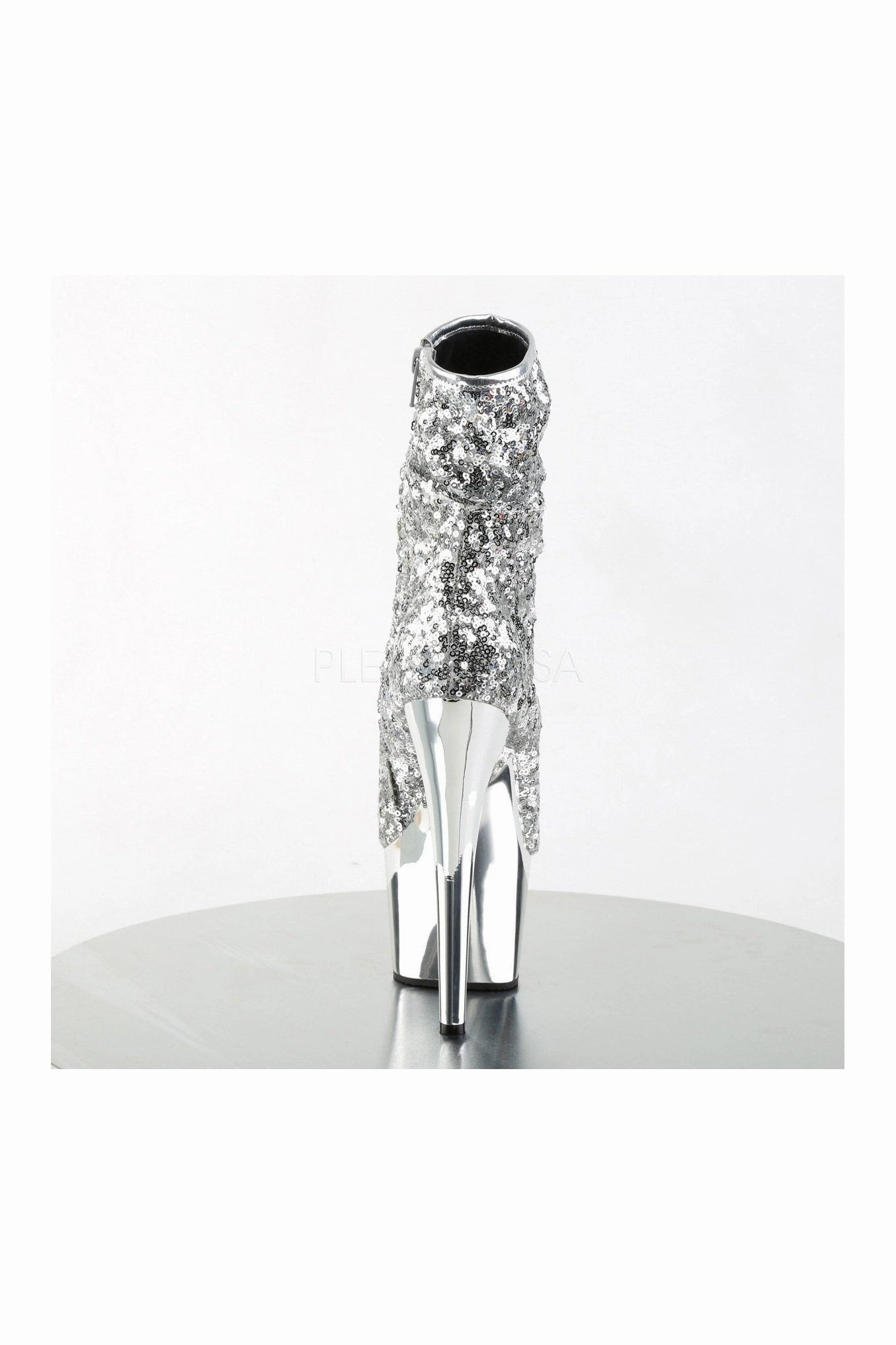 ADORE-1008SQ Platform Boot  | Silver Sequins