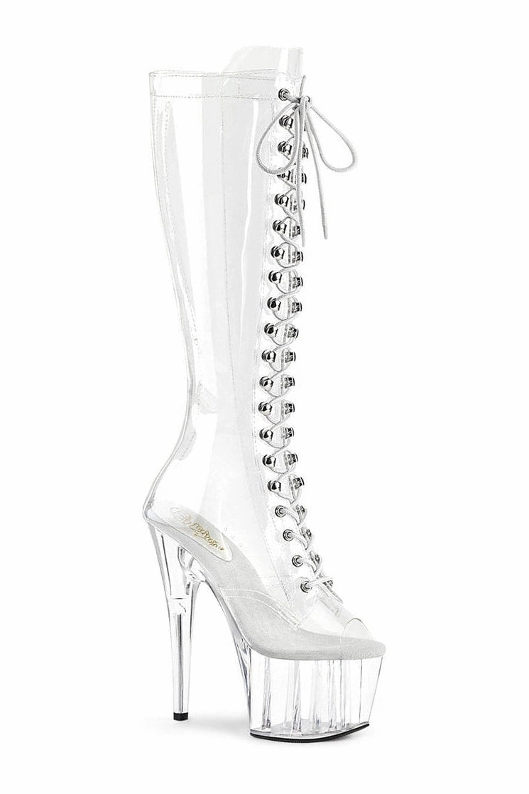 ADORE-2021C Exotic Knee Boot | Clear Vinyl
