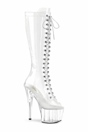 ADORE-2021C Exotic Knee Boot | Clear Vinyl