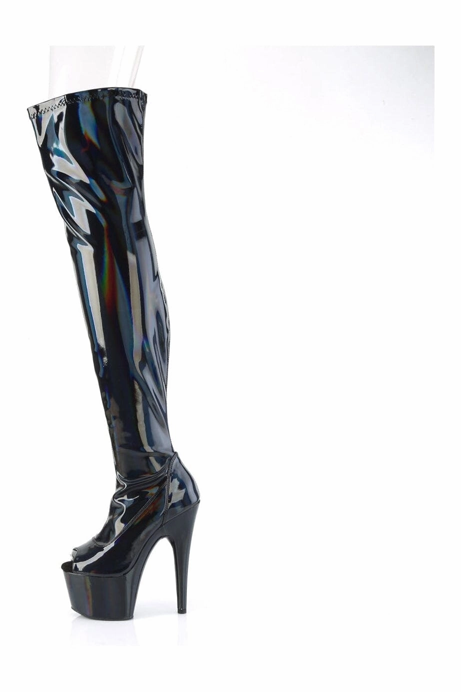 ADORE-3011HWR Black Hologram Thigh Boot
