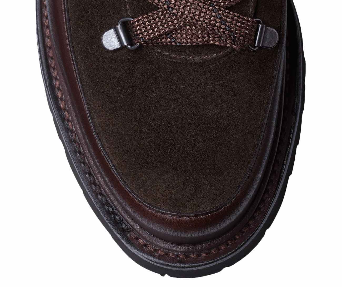 Annie Dark Brown Wax Calf & Earth Green Suede