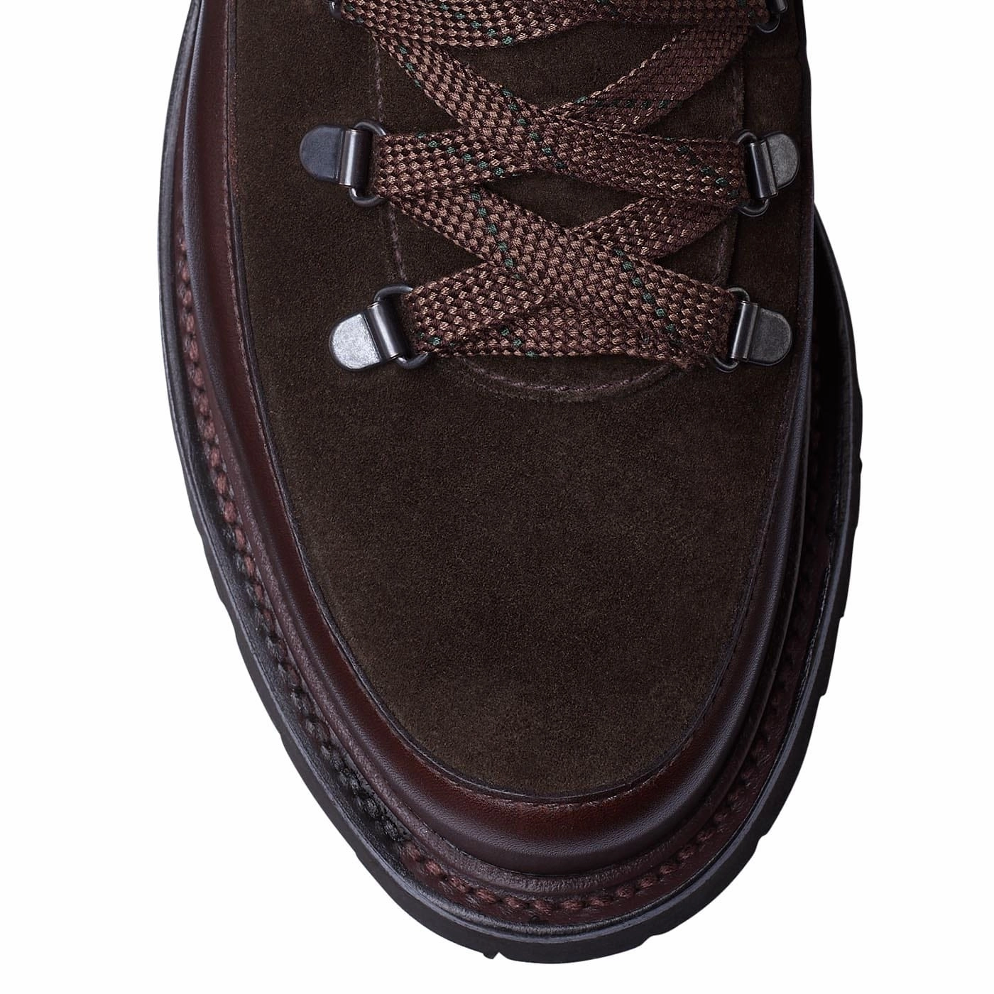 Annie Dark Brown Wax Calf & Earth Green Suede