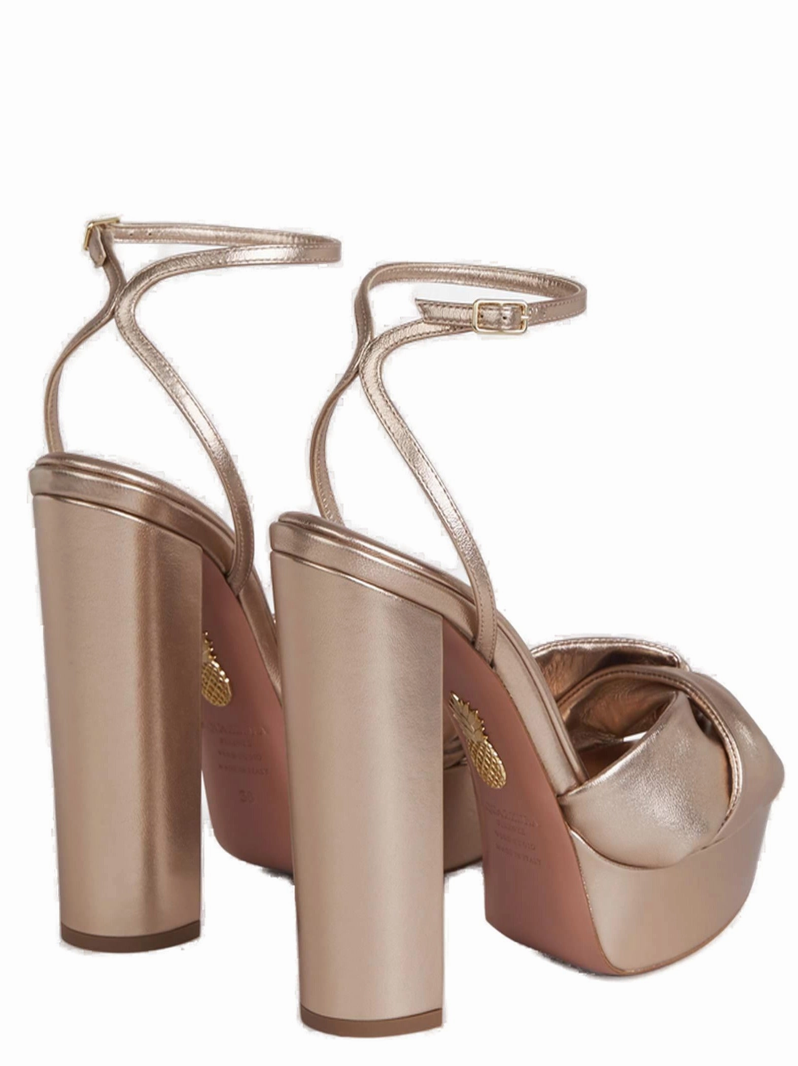 Aquazzura Olie Plateau Metallic Platform Sandals
