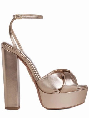 Aquazzura Olie Plateau Metallic Platform Sandals