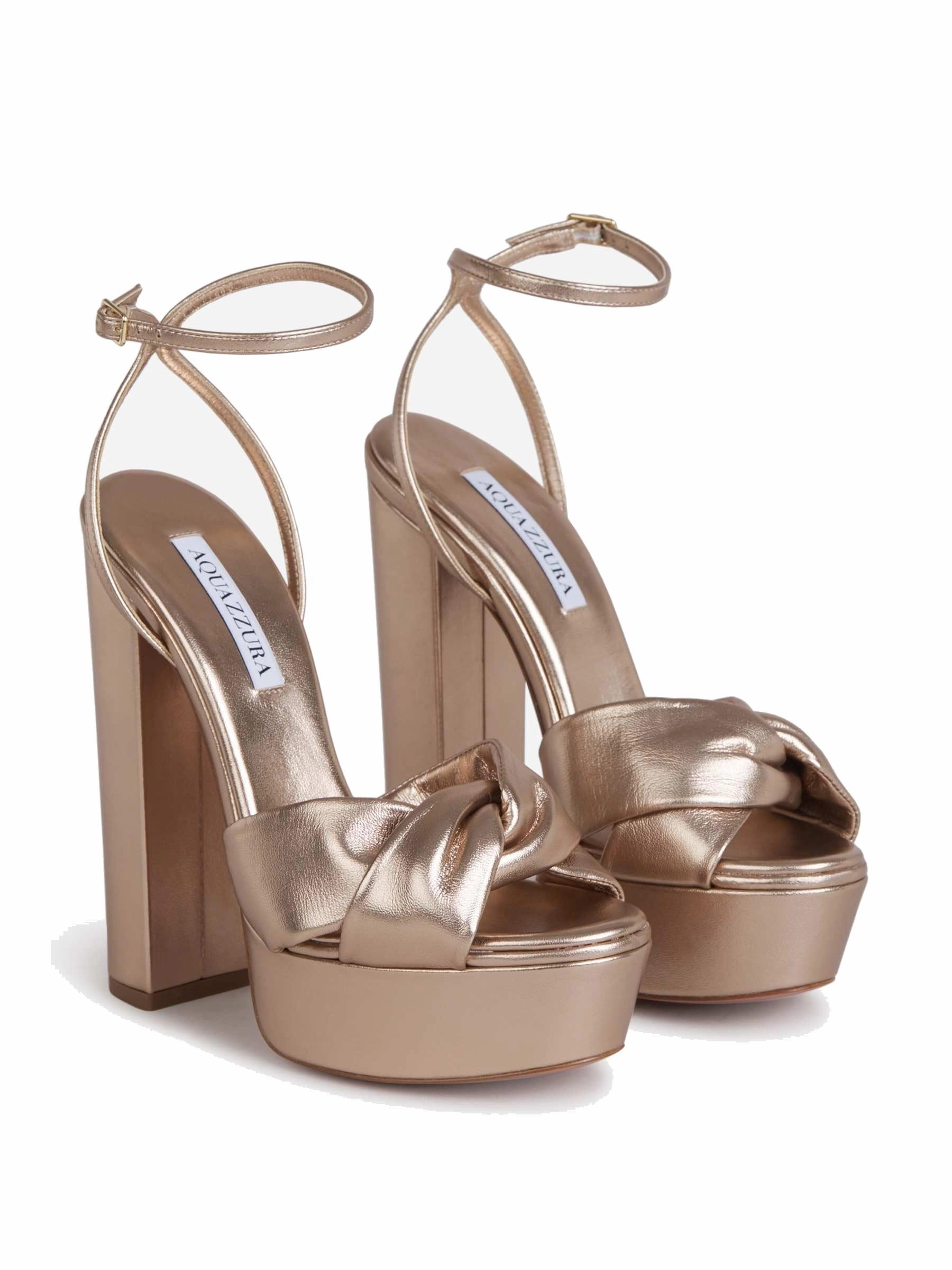 Aquazzura Olie Plateau Metallic Platform Sandals