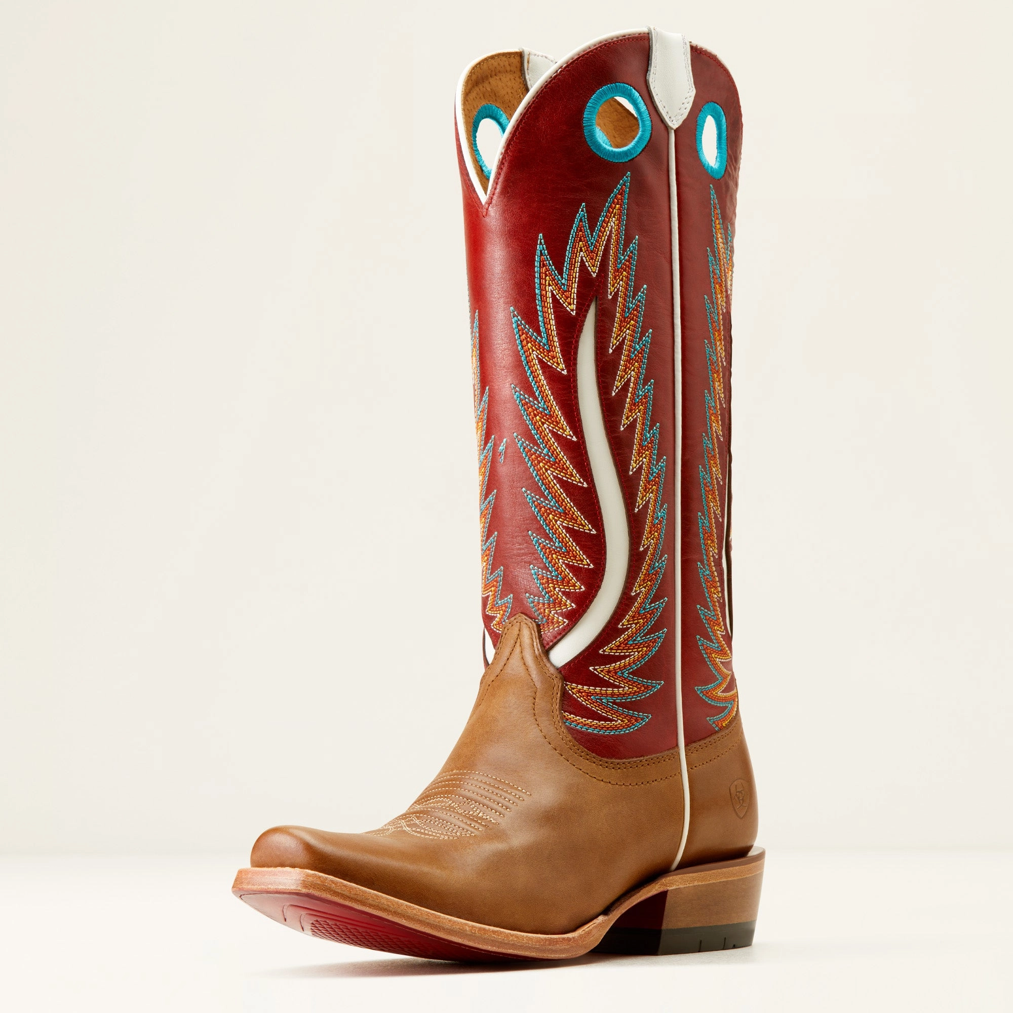 Ariat Ladies 10051016 Futurity Fort Worth Western Boot in Dulce De Leche/Bolero Red