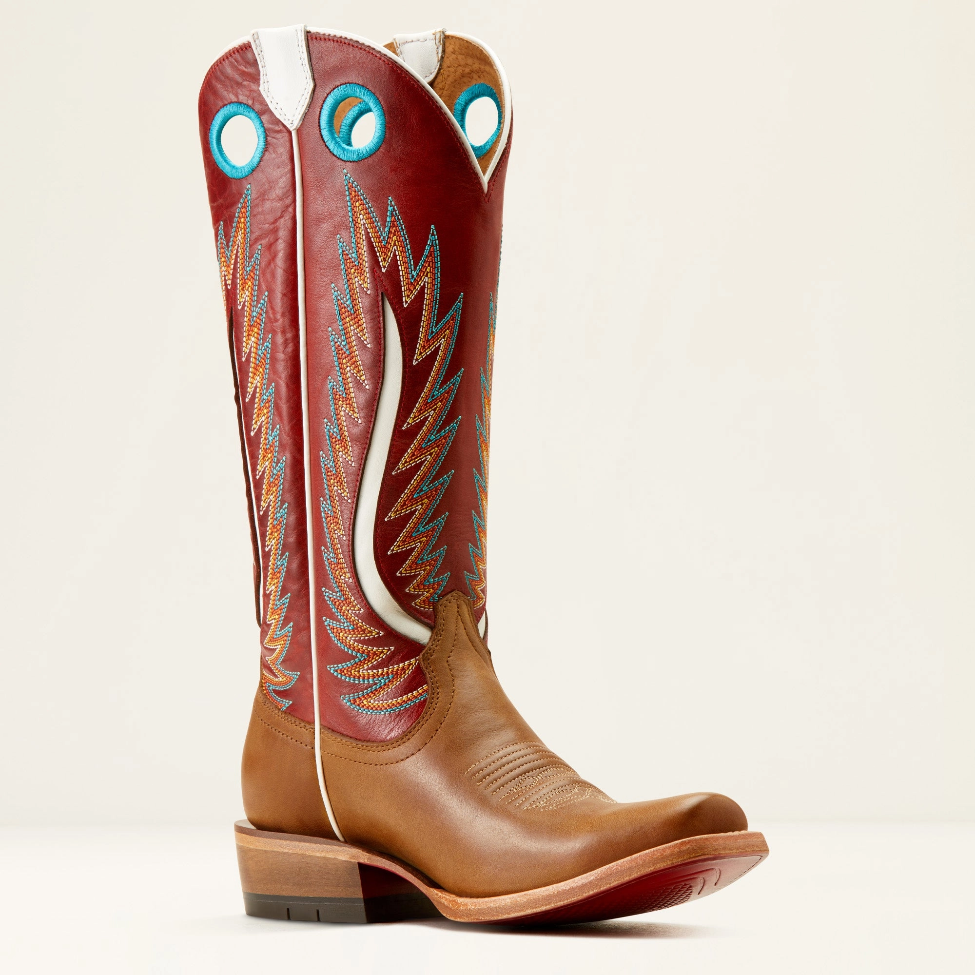 Ariat Ladies 10051016 Futurity Fort Worth Western Boot in Dulce De Leche/Bolero Red