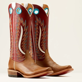 Ariat Ladies 10051016 Futurity Fort Worth Western Boot in Dulce De Leche/Bolero Red