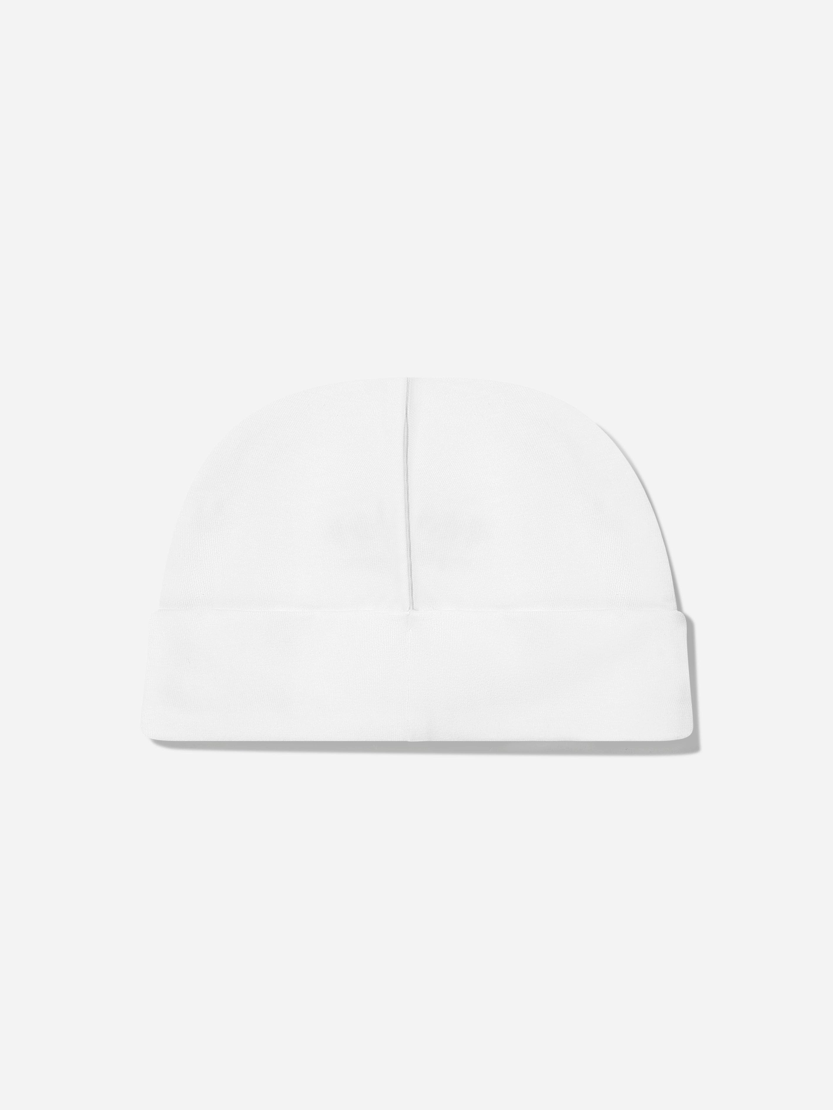 Baby Girls Embroidered Logo Beanie in White