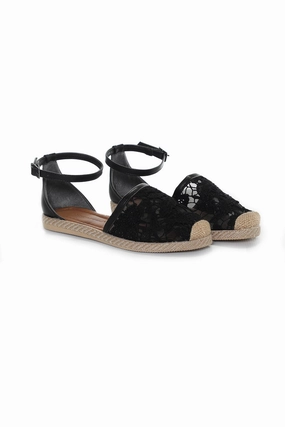 Bamboo Black Sandal With Strap Ankle
