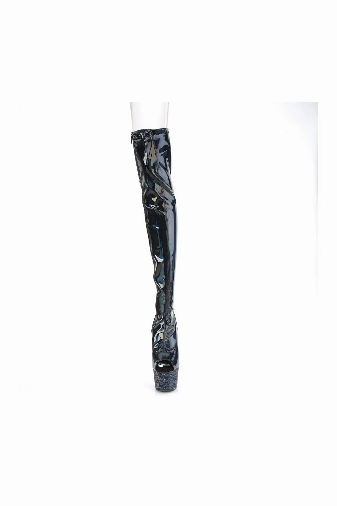 BEJEWELED-3011-7 Black Patent Thigh Boot