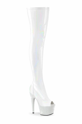 BEJEWELED-3011-7 White Patent Thigh Boot