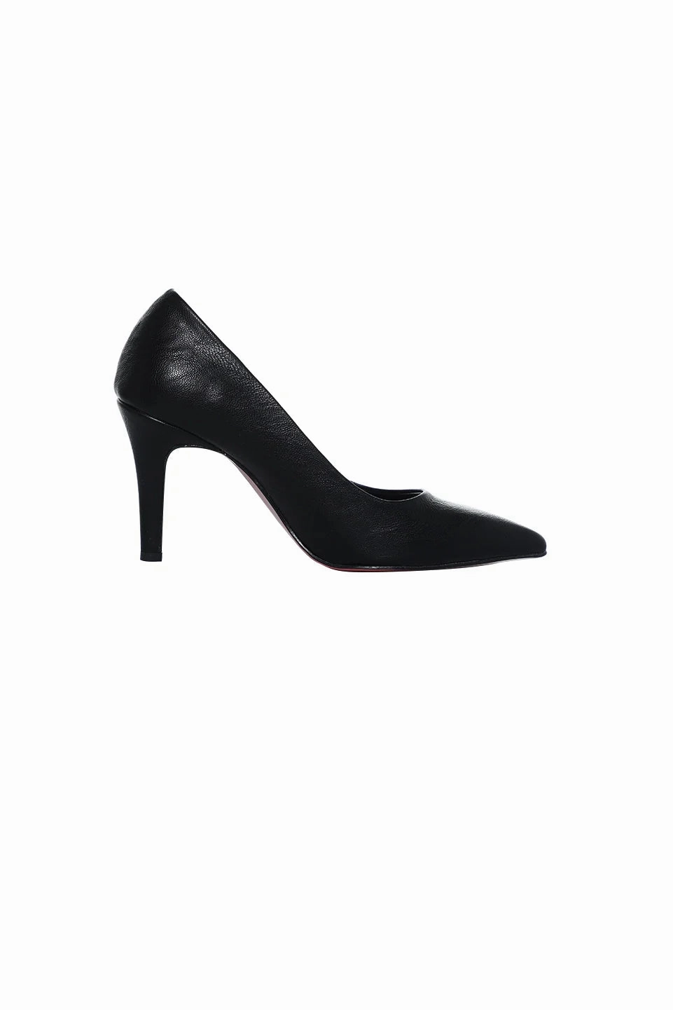 Black Pointed-Toe Heels With Red Soles