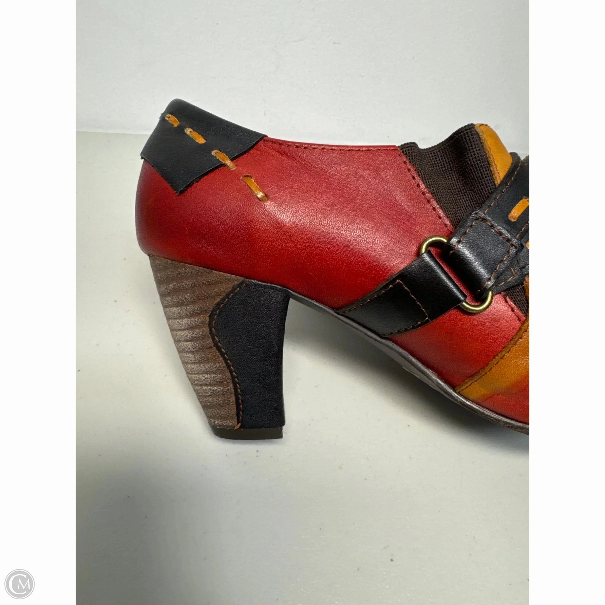 Boots Ankle Heels By Cmb In Black & Orange, Size: 9