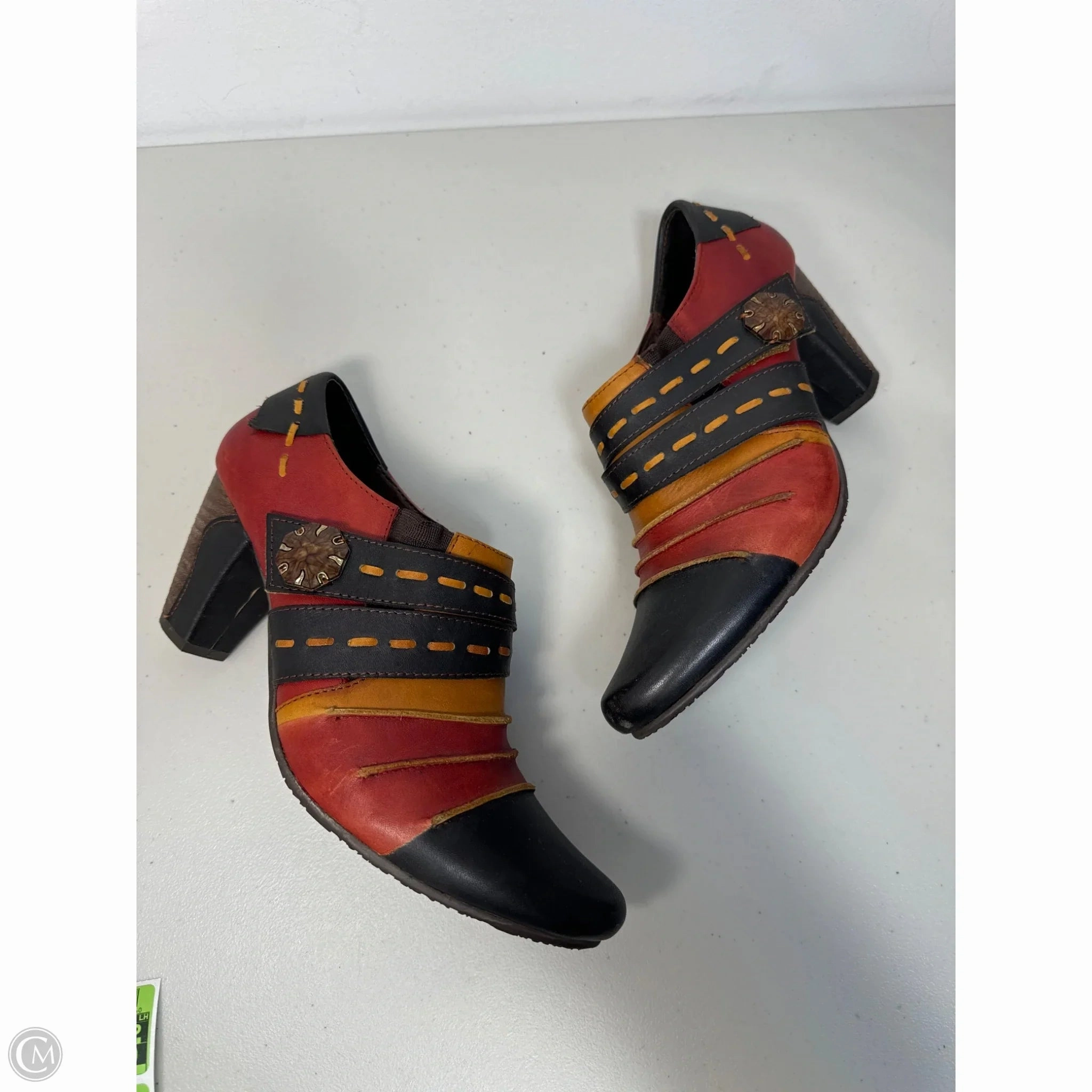 Boots Ankle Heels By Cmb In Black & Orange, Size: 9