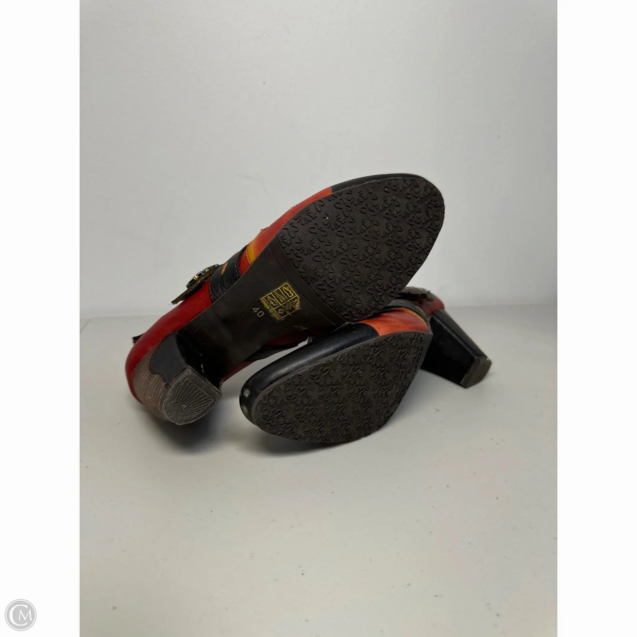 Boots Ankle Heels By Cmb In Black & Orange, Size: 9