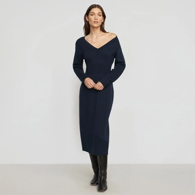 Bora Off-Shoulder V-Neck Sweater Dress