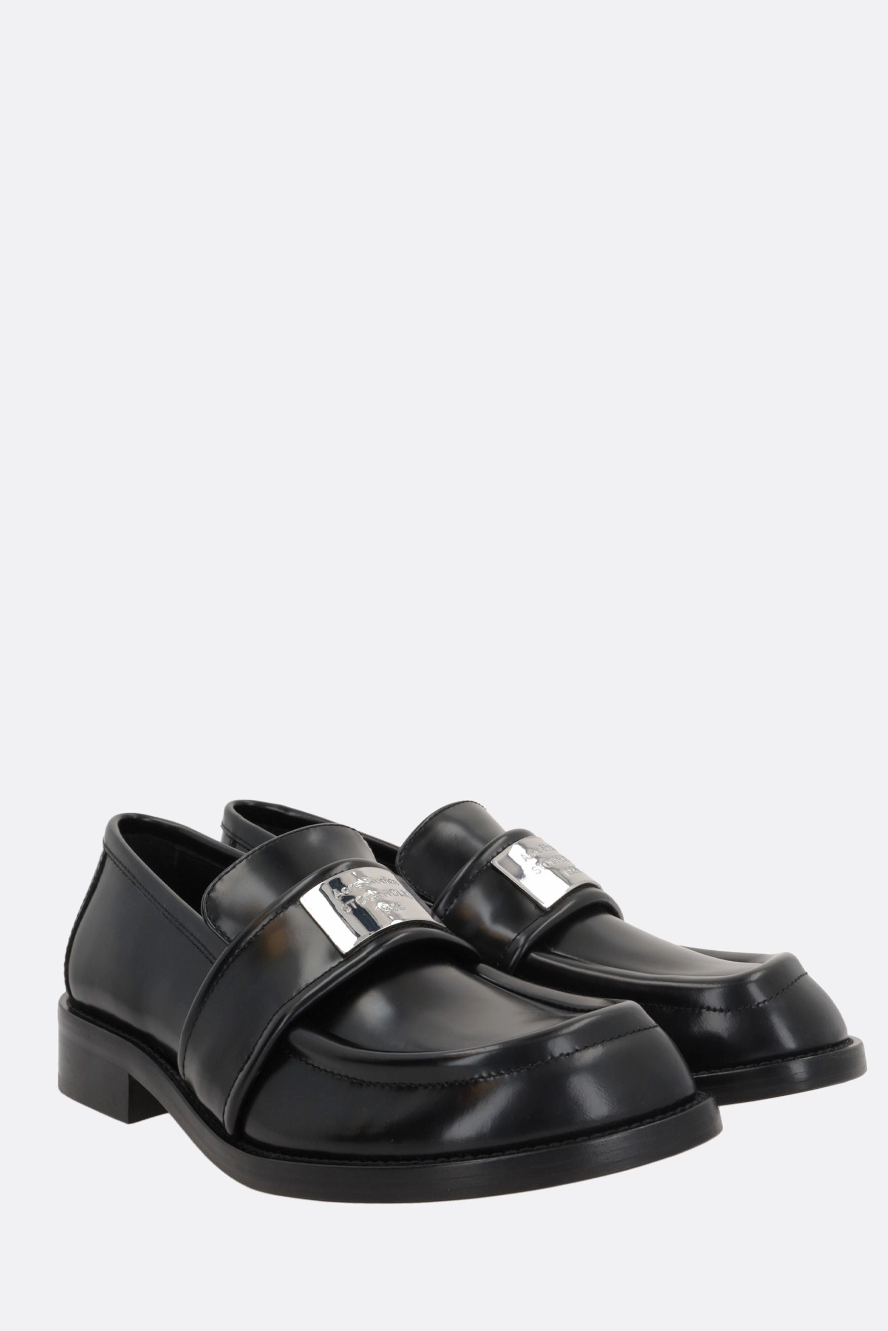 brushed leather loafers