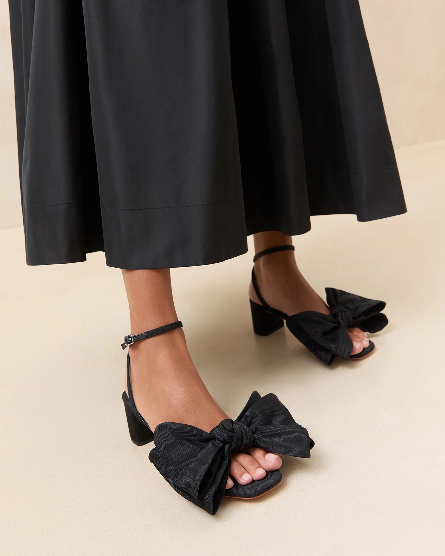 Carmen Black Moiré Bow Sandal