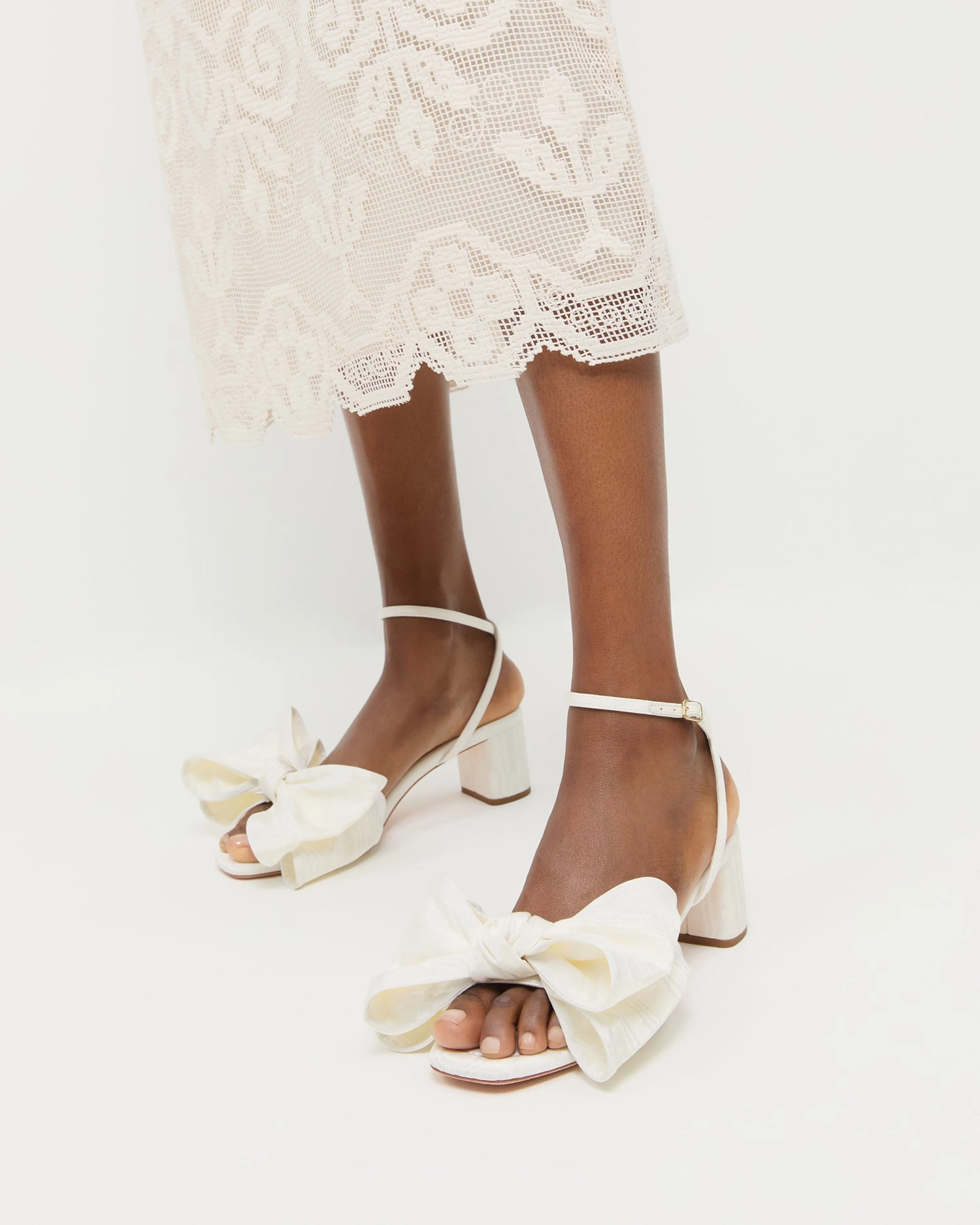 Carmen Cream Moiré Bow Sandal