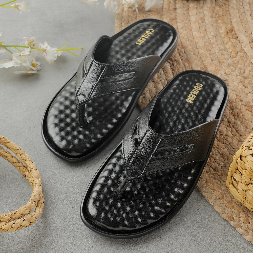Coolers Black Casual Slipper For Men HML-2E By Liberty