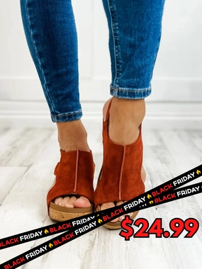 Corkys Carley RUST FAUX SUEDE Wedge Sandal
