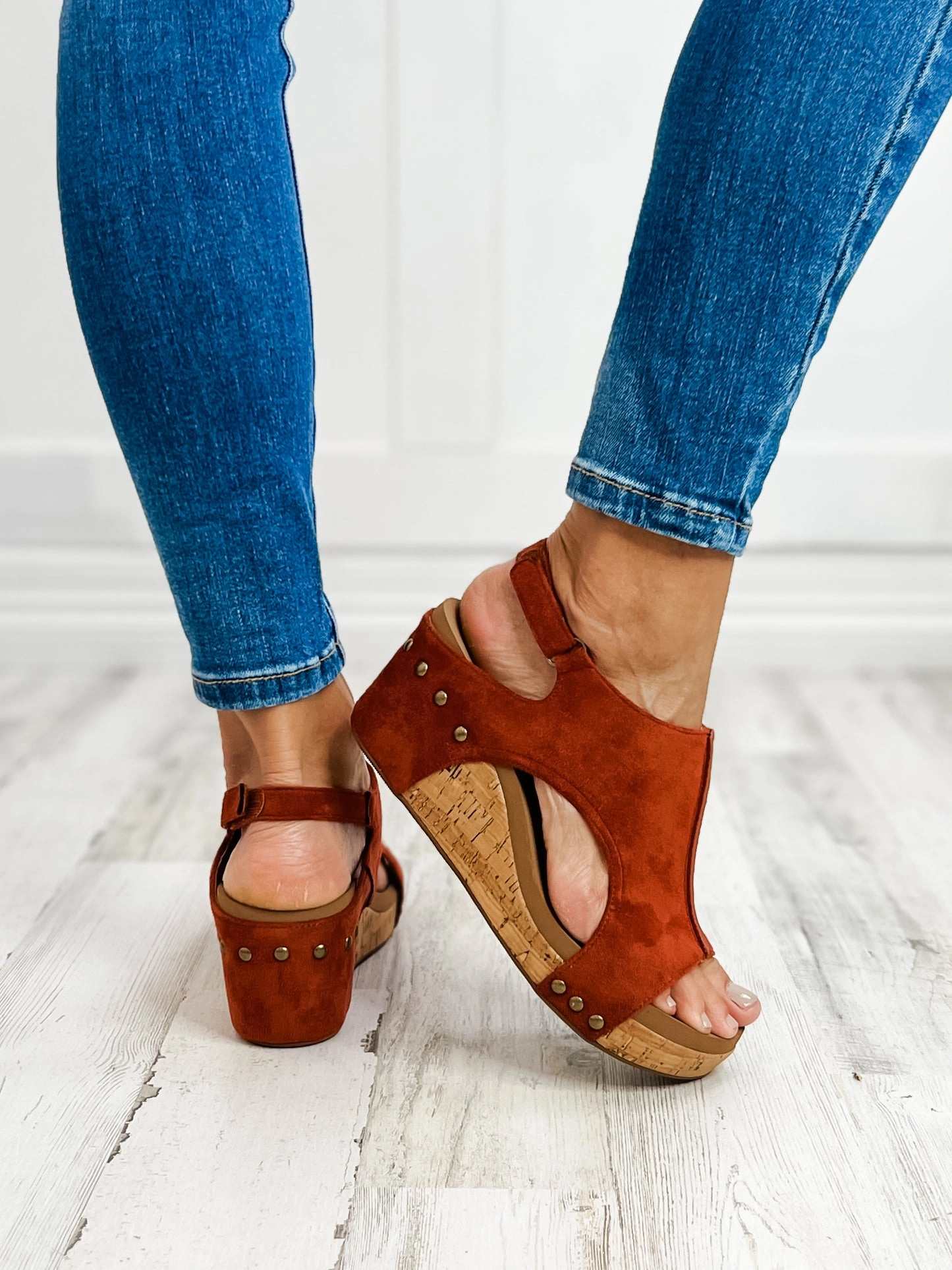 Corkys Carley RUST FAUX SUEDE Wedge Sandal
