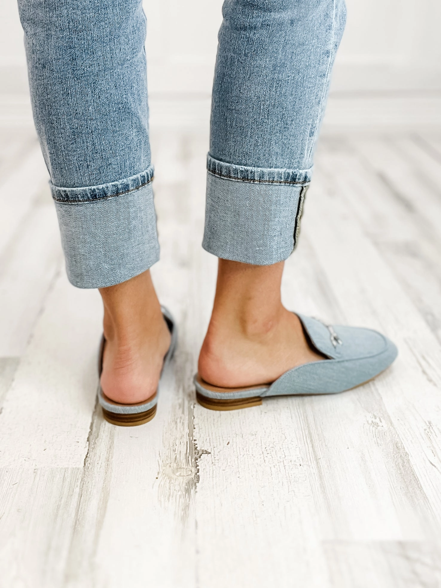 Corkys Charmer Loafer Slides in Blue Denim