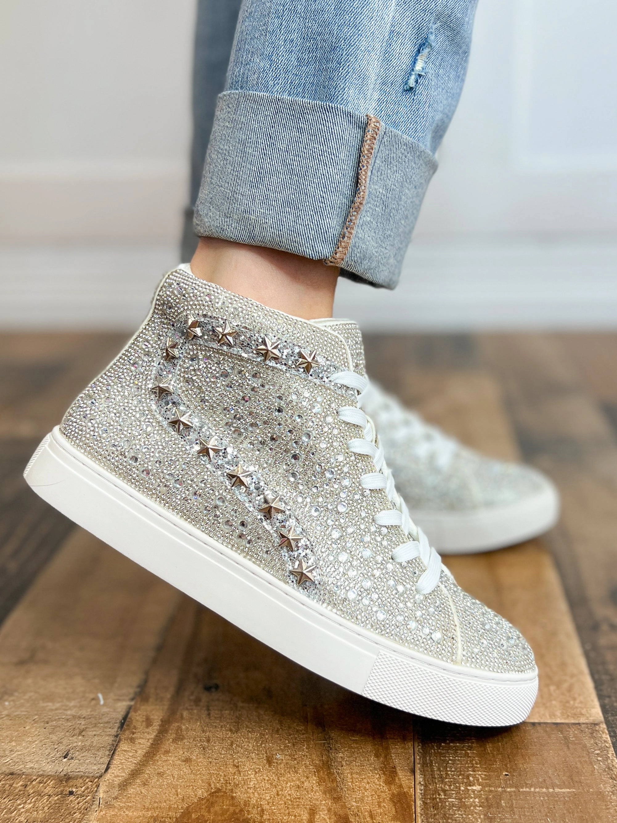 Corkys Flashy Hi-Top Clear Rhinestones Tennis Shoes