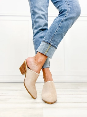 Corkys Sizzle Pointed Toe Mules in Sand Faux Suede