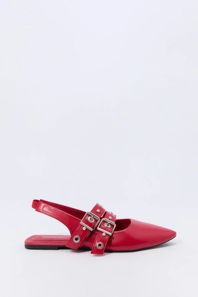 Double Buckle Slingback Flats