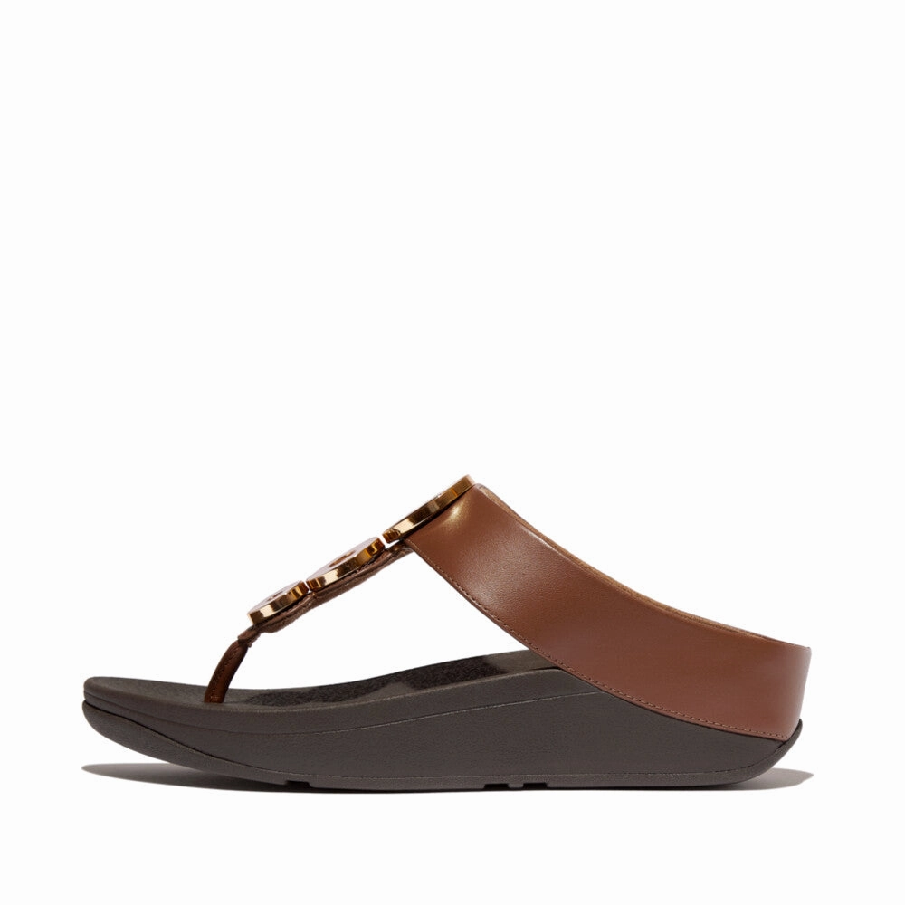 FINO RESIN-HOOP LEATHER TOE-POST SANDALS
