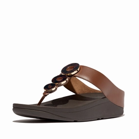 FINO RESIN-HOOP LEATHER TOE-POST SANDALS