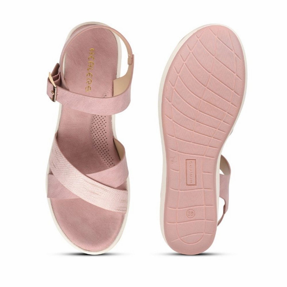 Healers Peach Casual Wedge Heel Sandal For Women SSAL-7 By Liberty