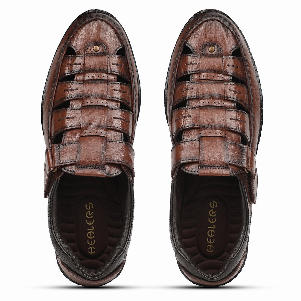 Healers Tan Casual Flat Sandal For Men DSL-3 By Liberty