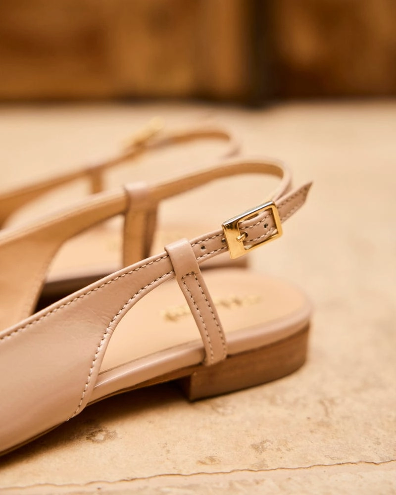 Hortense Vegan Recycled Grain Slingback Patent Pumps | Dune
