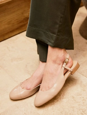 Hortense Vegan Recycled Grain Slingback Patent Pumps | Dune