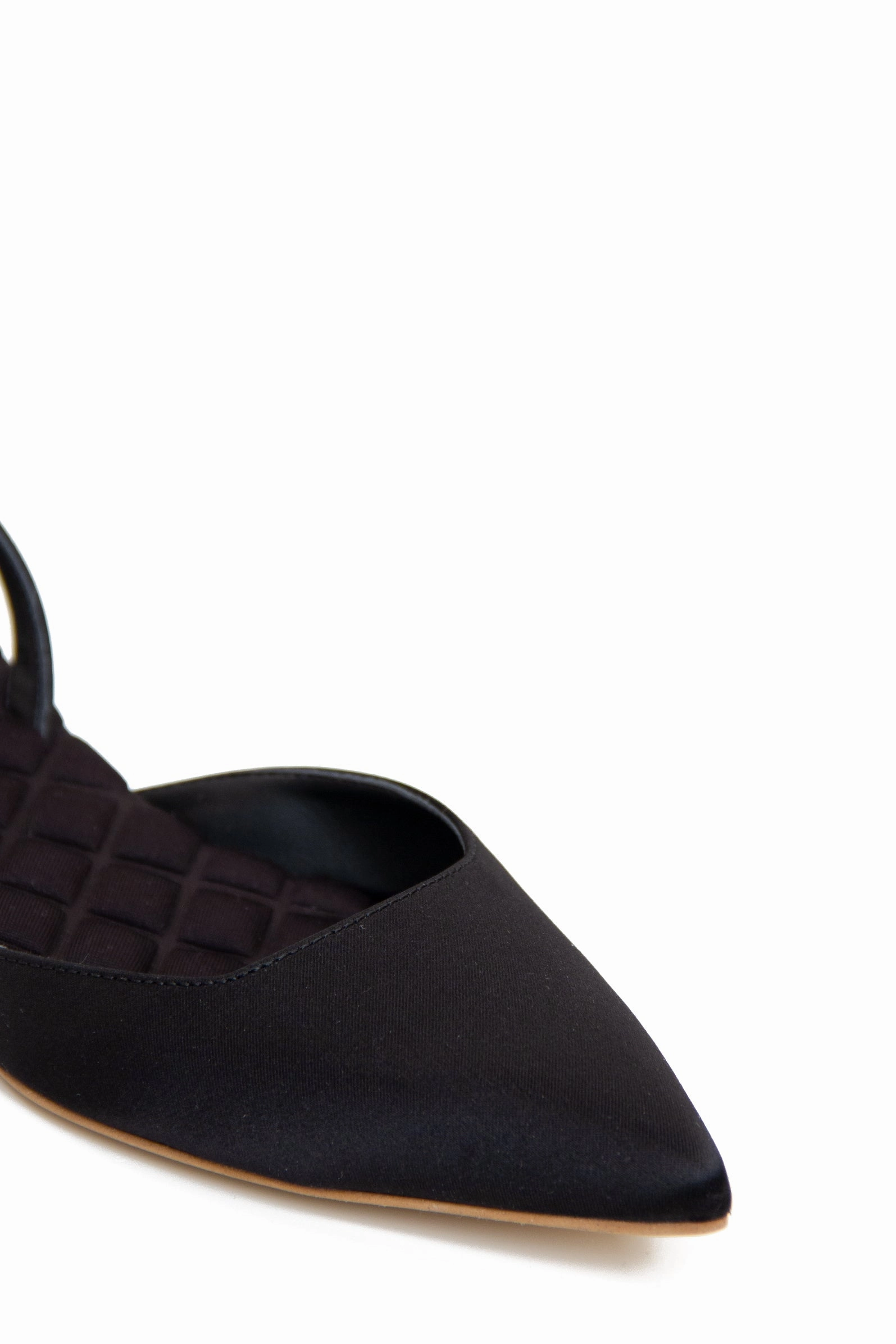 Jackie Cotton Vegan Slingback Flats | Black Satin