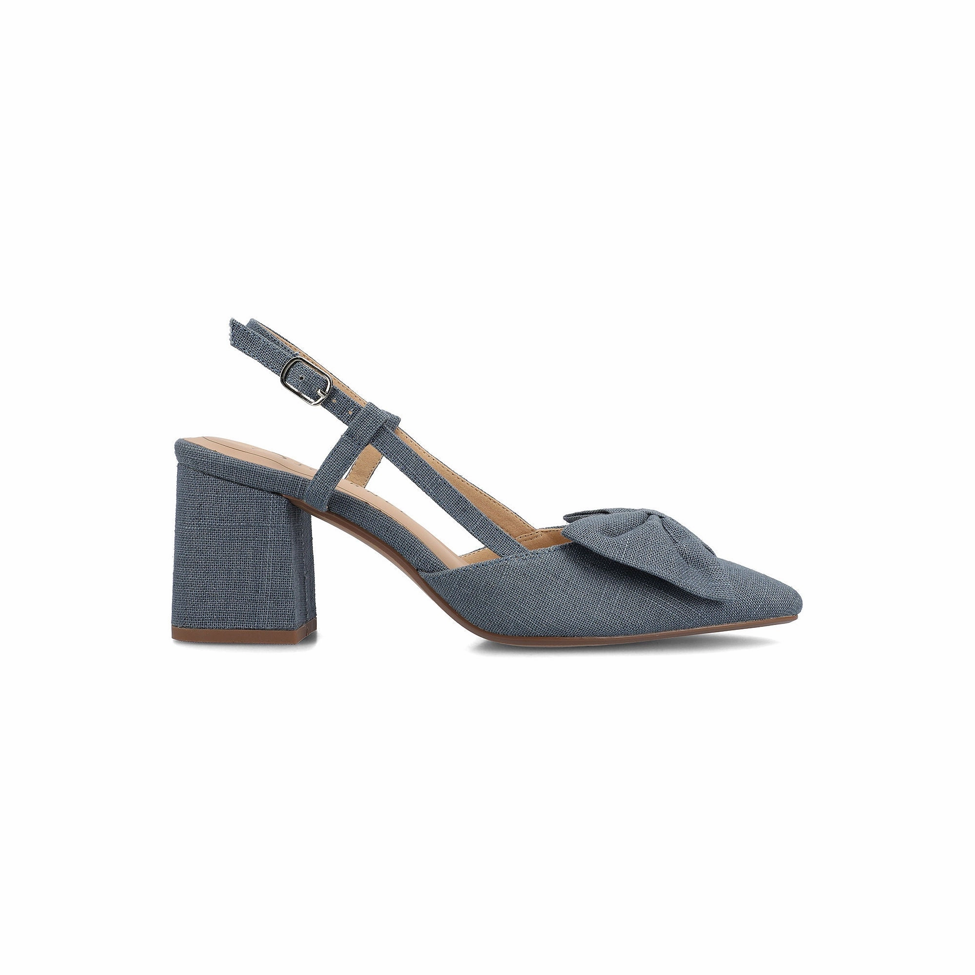 Journee Collection Womens Tailynn Block Heel Pumps - DENIM 10 WIDE
