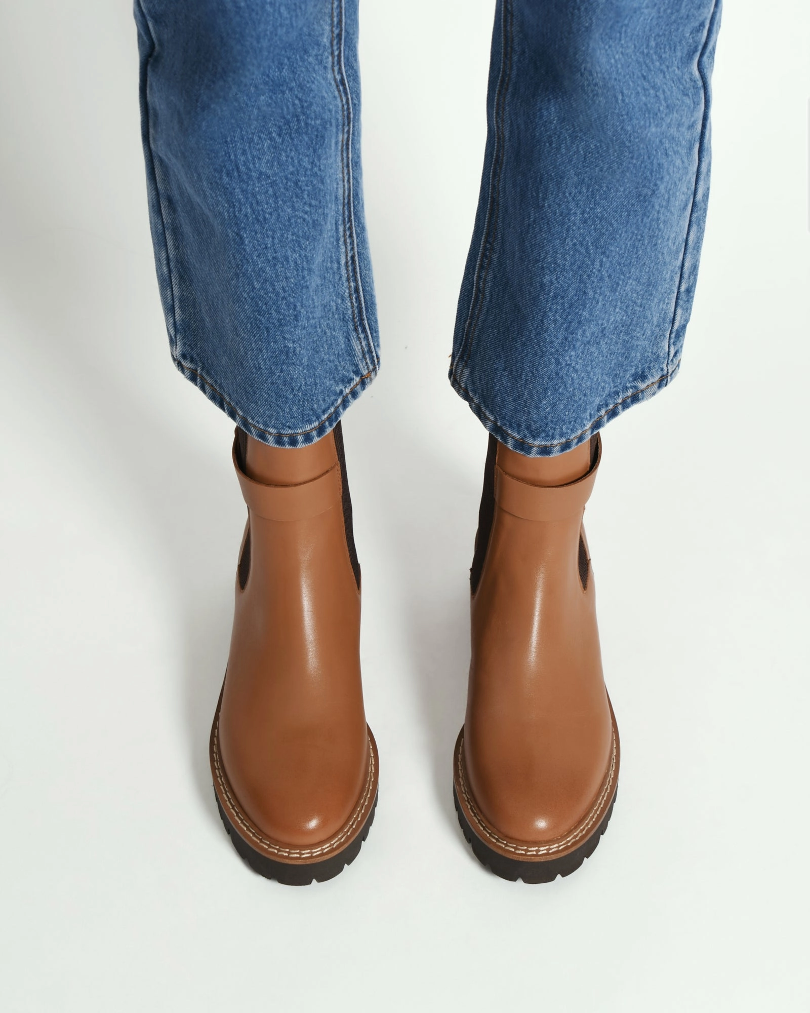 KIKO FLAT ANKLE BOOTS TRUE TAN LEATHER