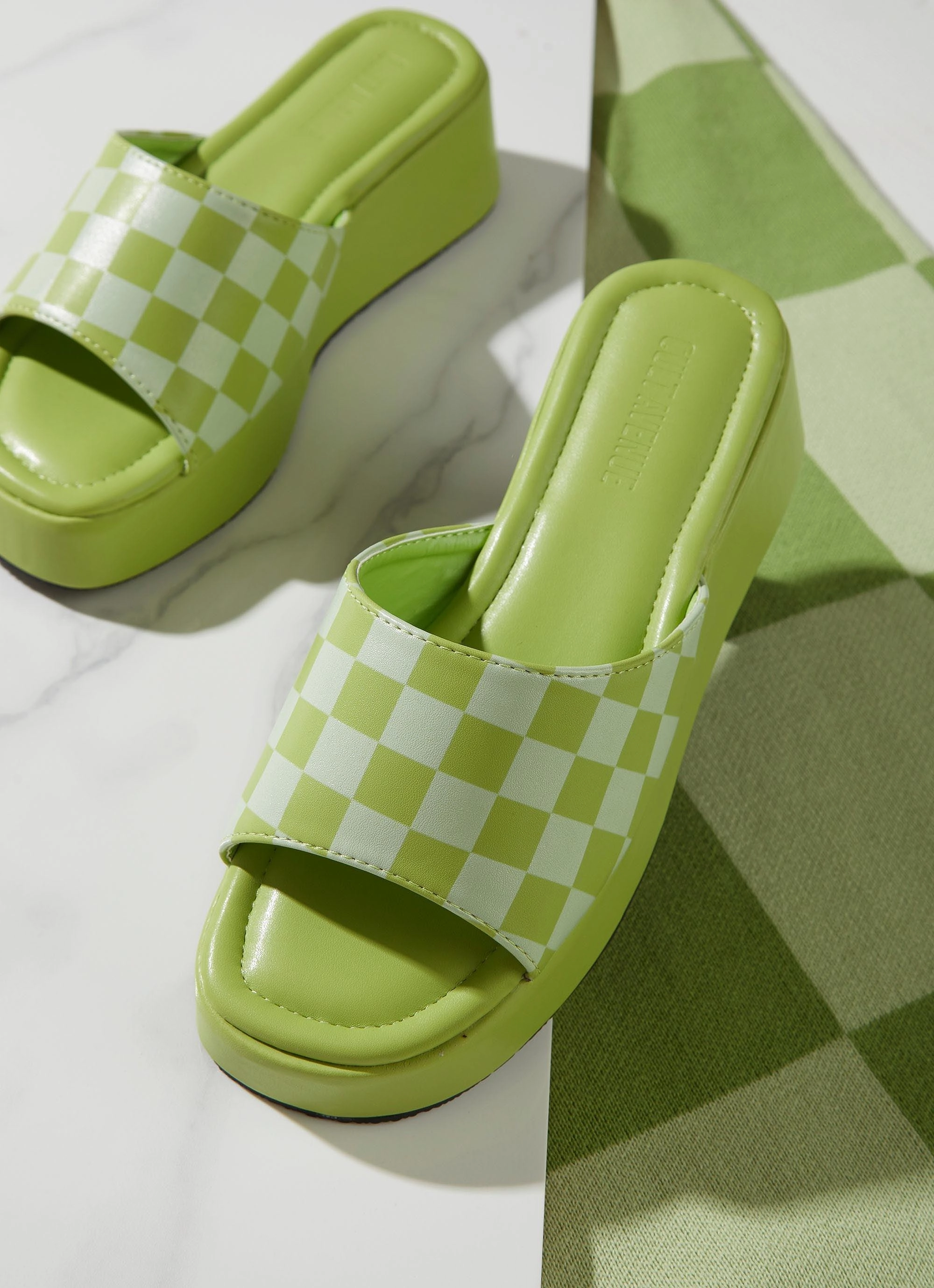 Kimora Mule - Lime Checkerboard