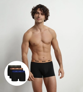 Lot de 3 boxers homme Noir coton stretch Noisette Vert Mix & Colors