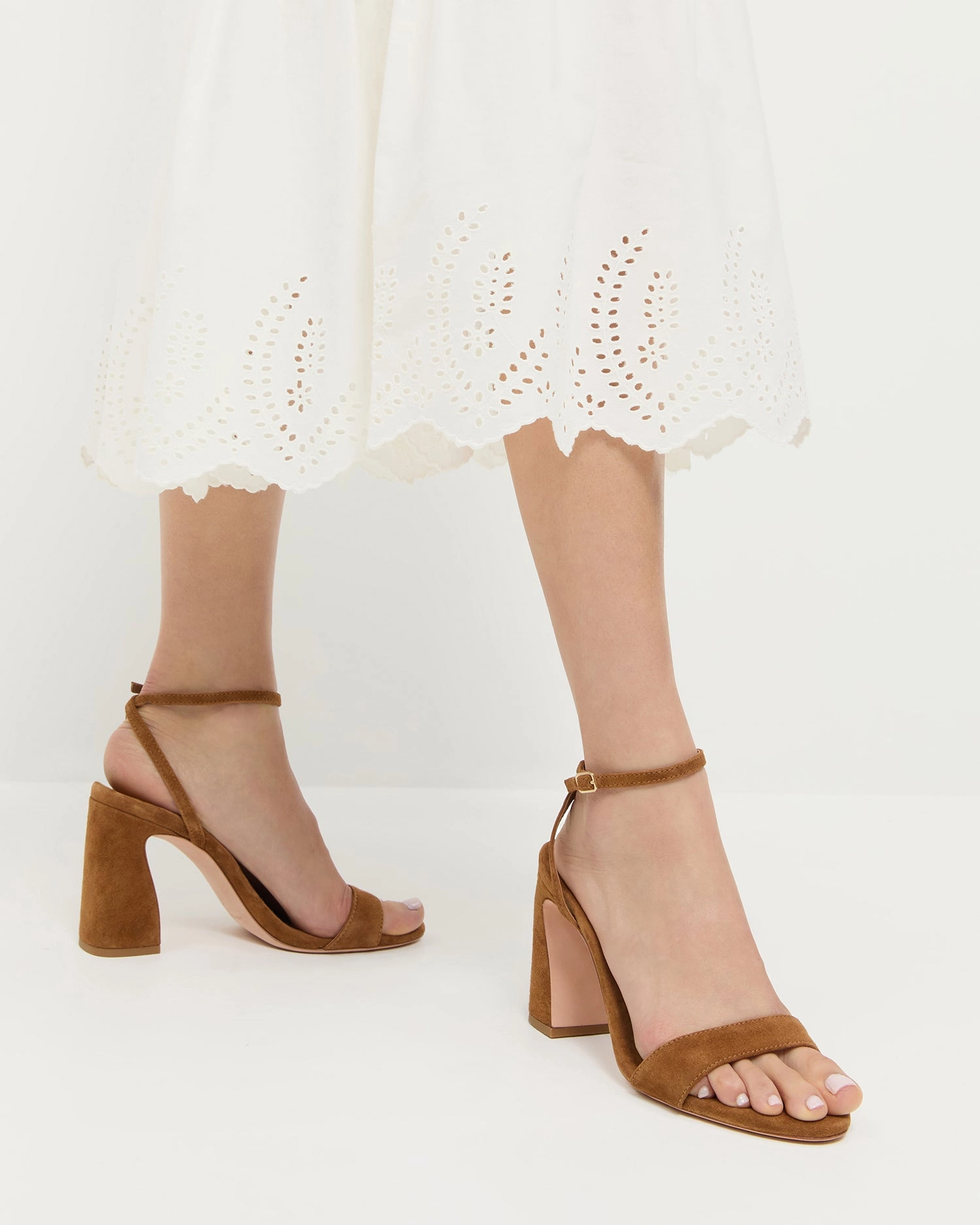 Malia Cacao Suede Curved-Heel Sandal
