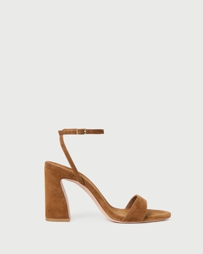 Malia Cacao Suede Curved-Heel Sandal