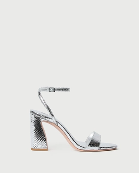 Malia Silver Snake Embossed Sandal
