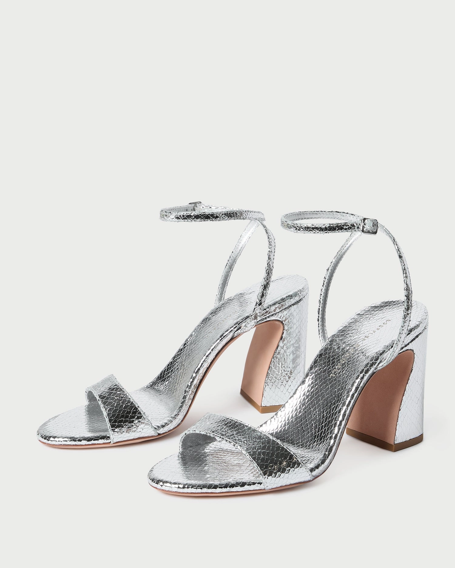 Malia Silver Snake Embossed Sandal