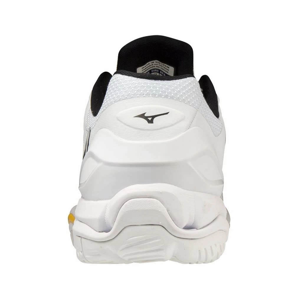 Mizuno Herren Wave Stealth V Shoes. White/Black/Lemon Chrome. 44.5 EU
