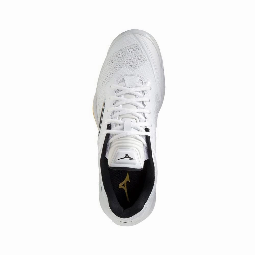 Mizuno Herren Wave Stealth V Shoes. White/Black/Lemon Chrome. 44.5 EU